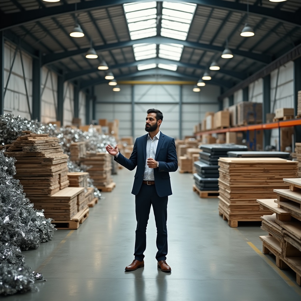 Organized sorting facility with separated materials